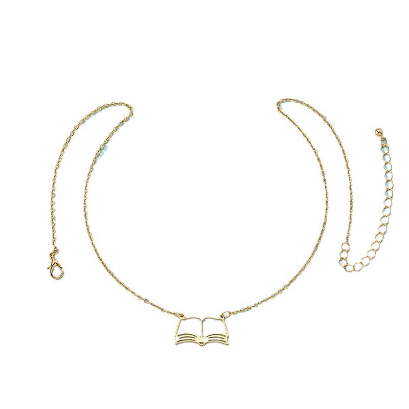 Wholesale Creative Book Hollow Necklace